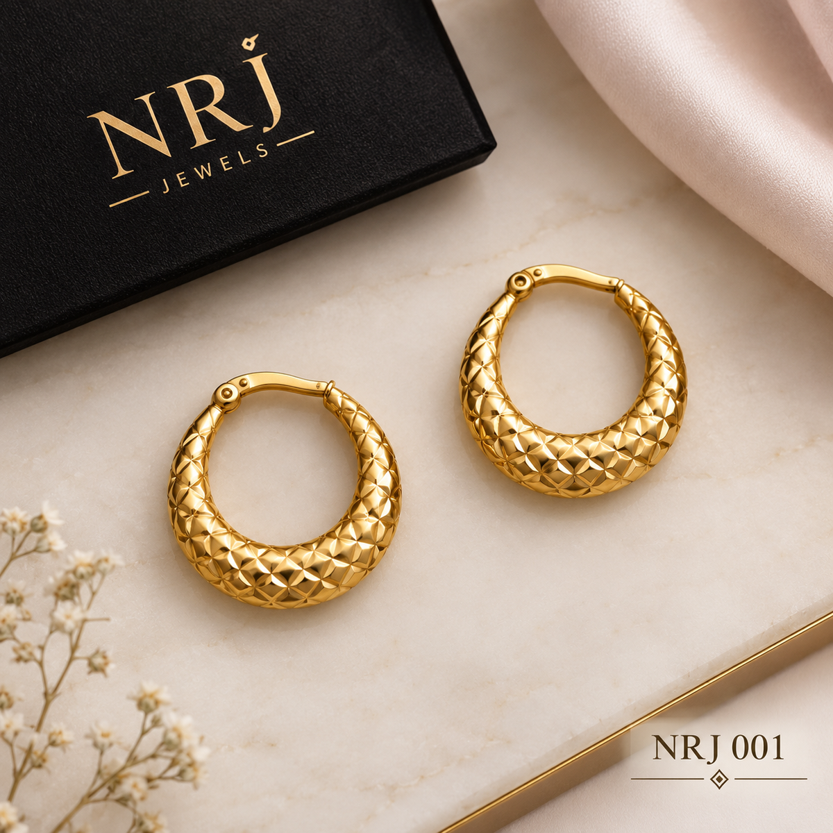 Textured Gold Hoop Earrings