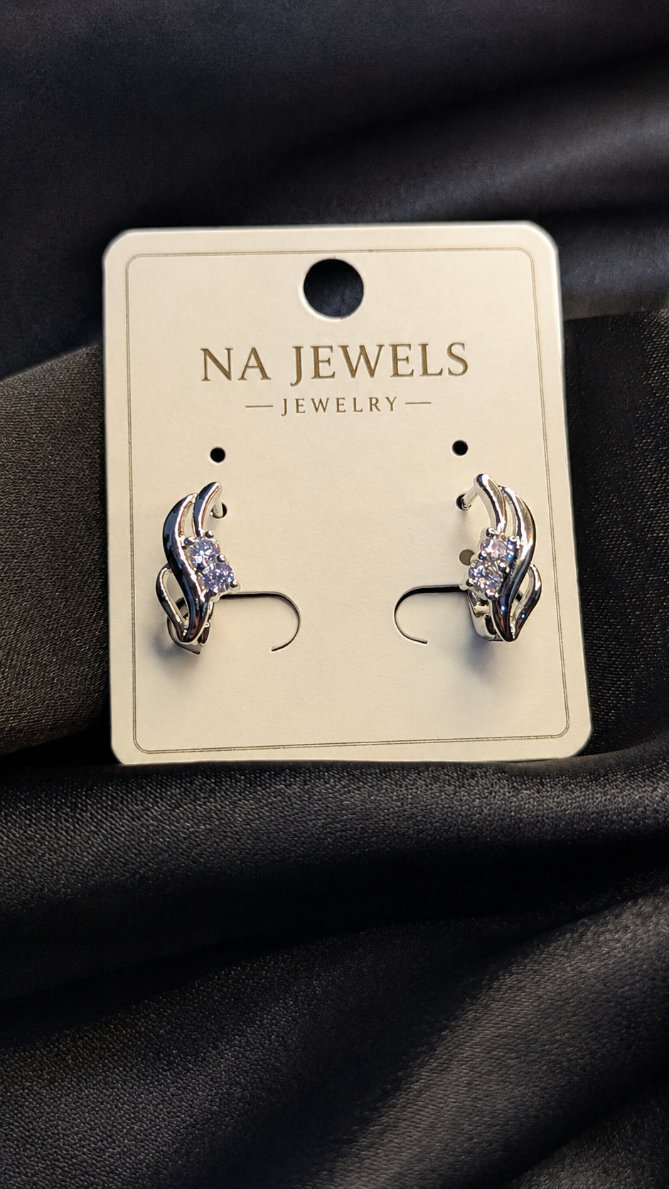 Crystal Wave Stud Earrings