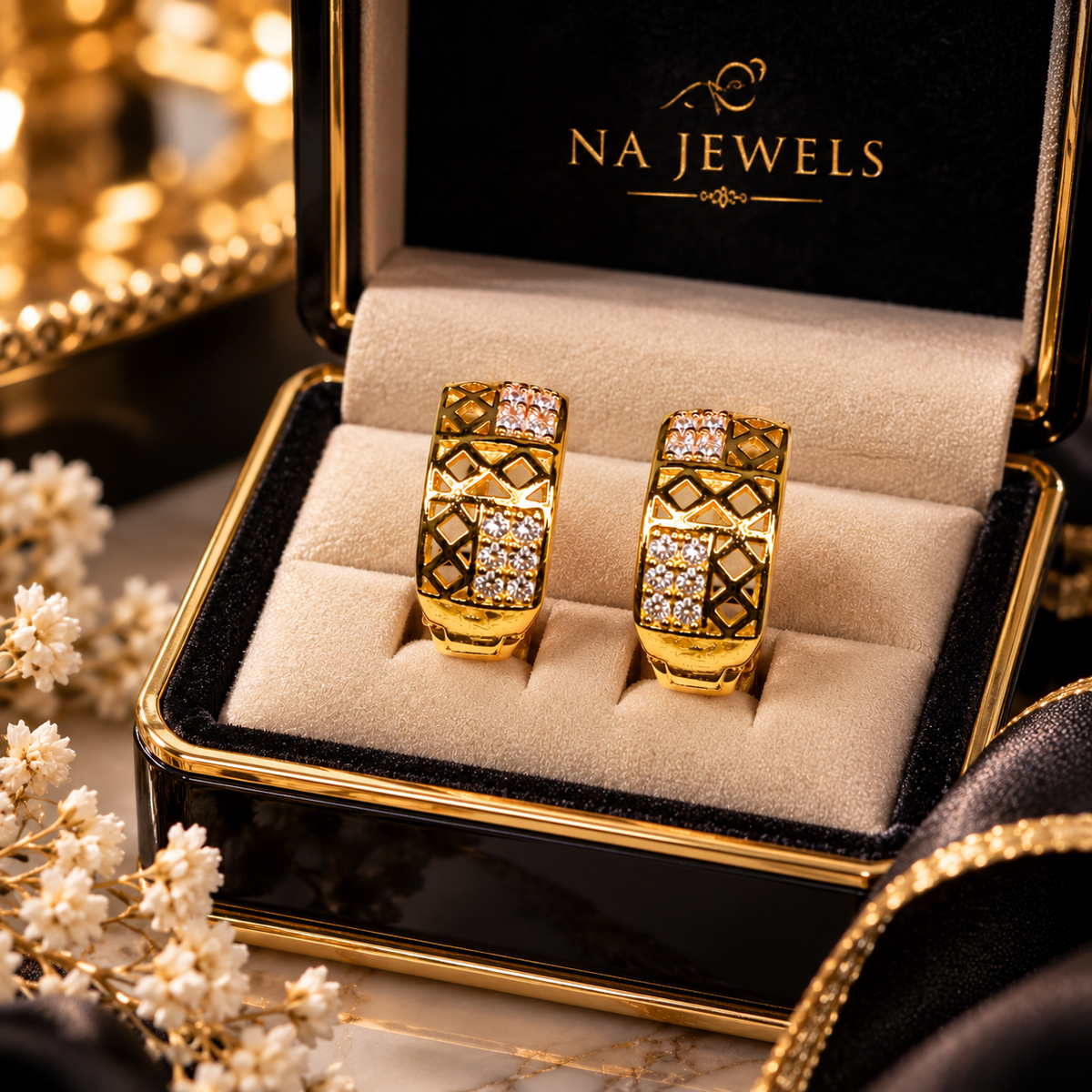Royal Mosaic Crystal Huggie Earrings