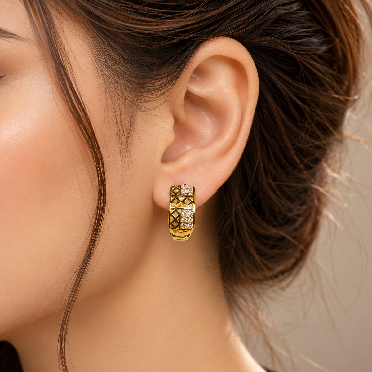 Royal Mosaic Crystal Huggie Earrings
