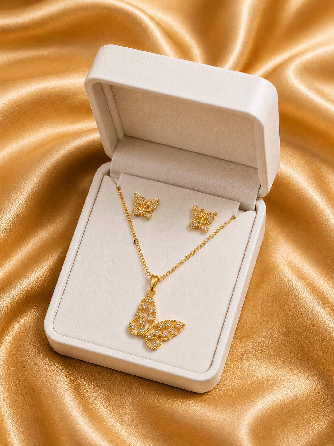 Gold Platted Butterfly Style Pendent Set