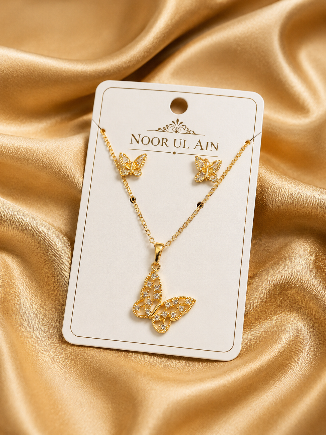Gold Platted Butterfly Style Pendent Set