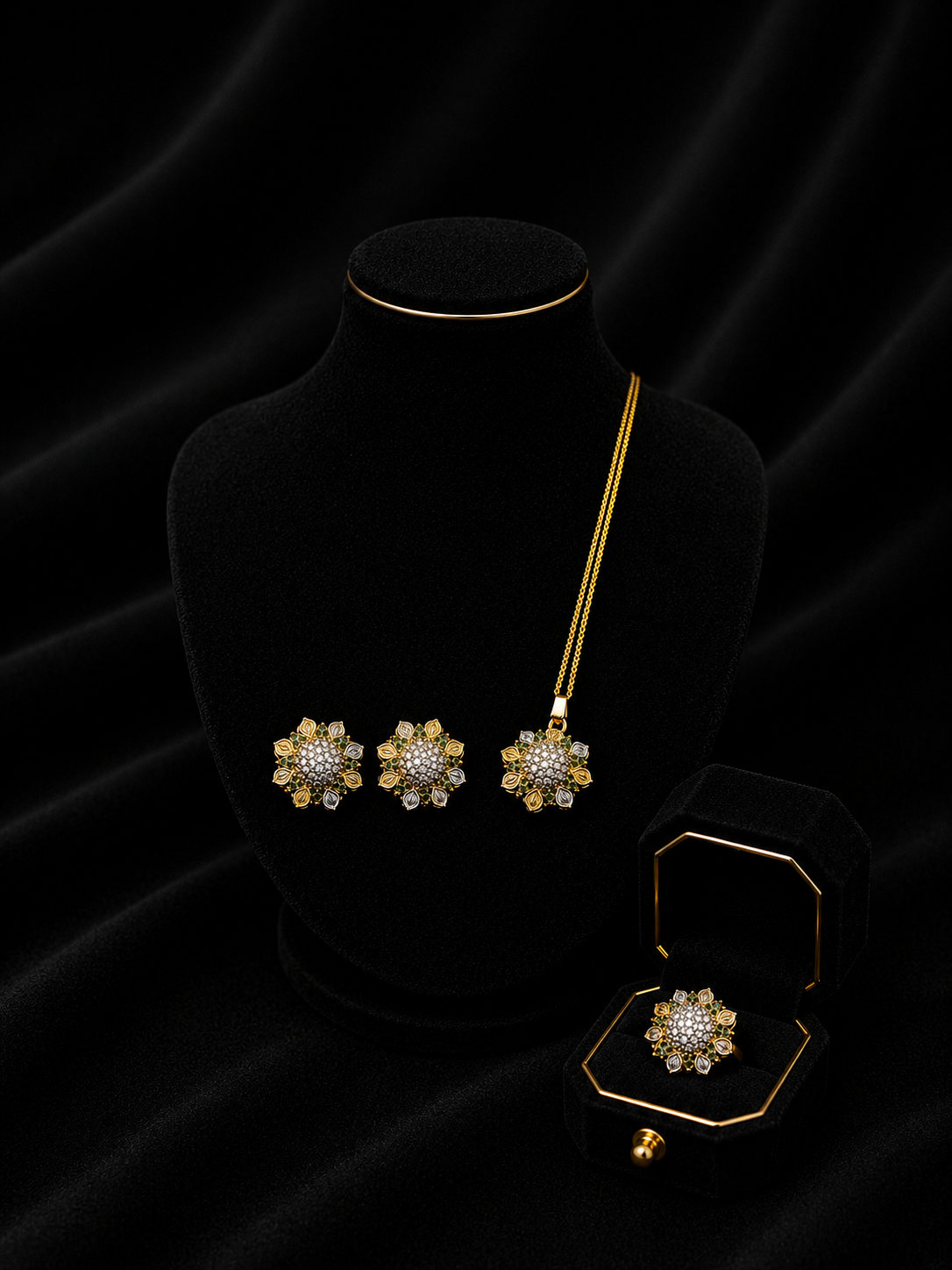 Floral Crystal Jewelry Set