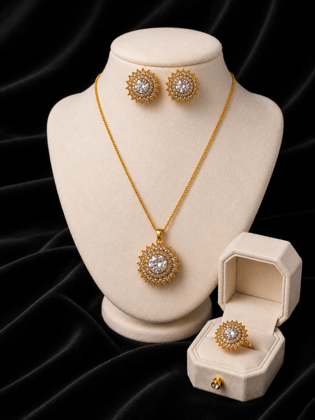 Royal Stone Floral Locket Set
