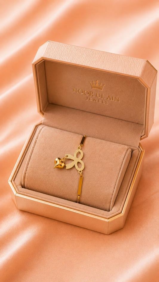 Korean Heart & Bow Charm Bracelet