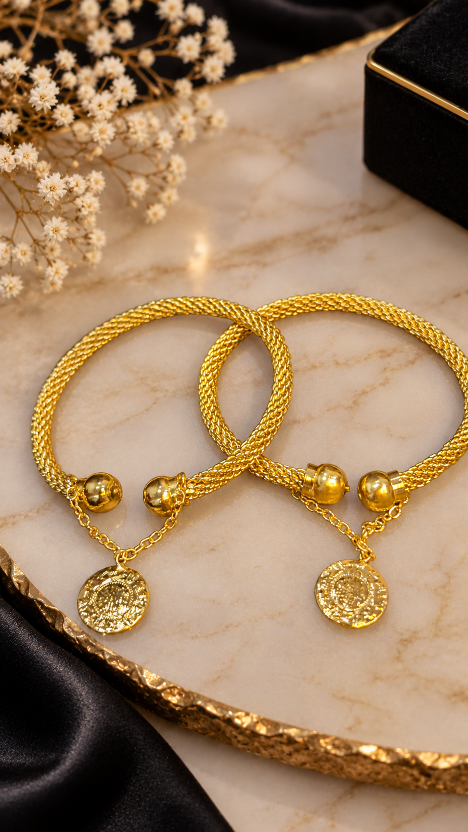 Royal Coin Charm Kara Pair