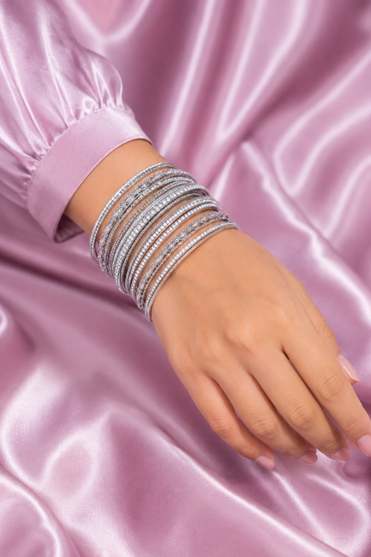 Silver Crystal Luxe Bangle Set