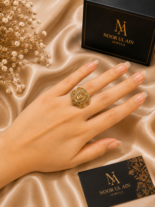 Golden Orbit Statement Ring