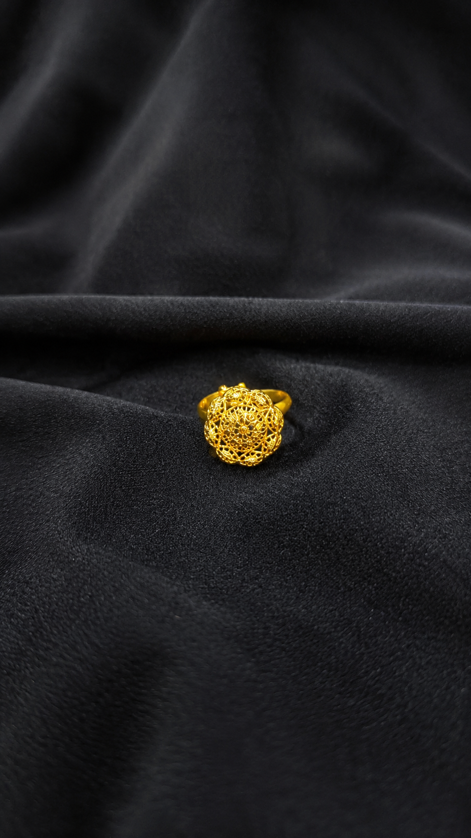 Golden Filigree Blossom Ring