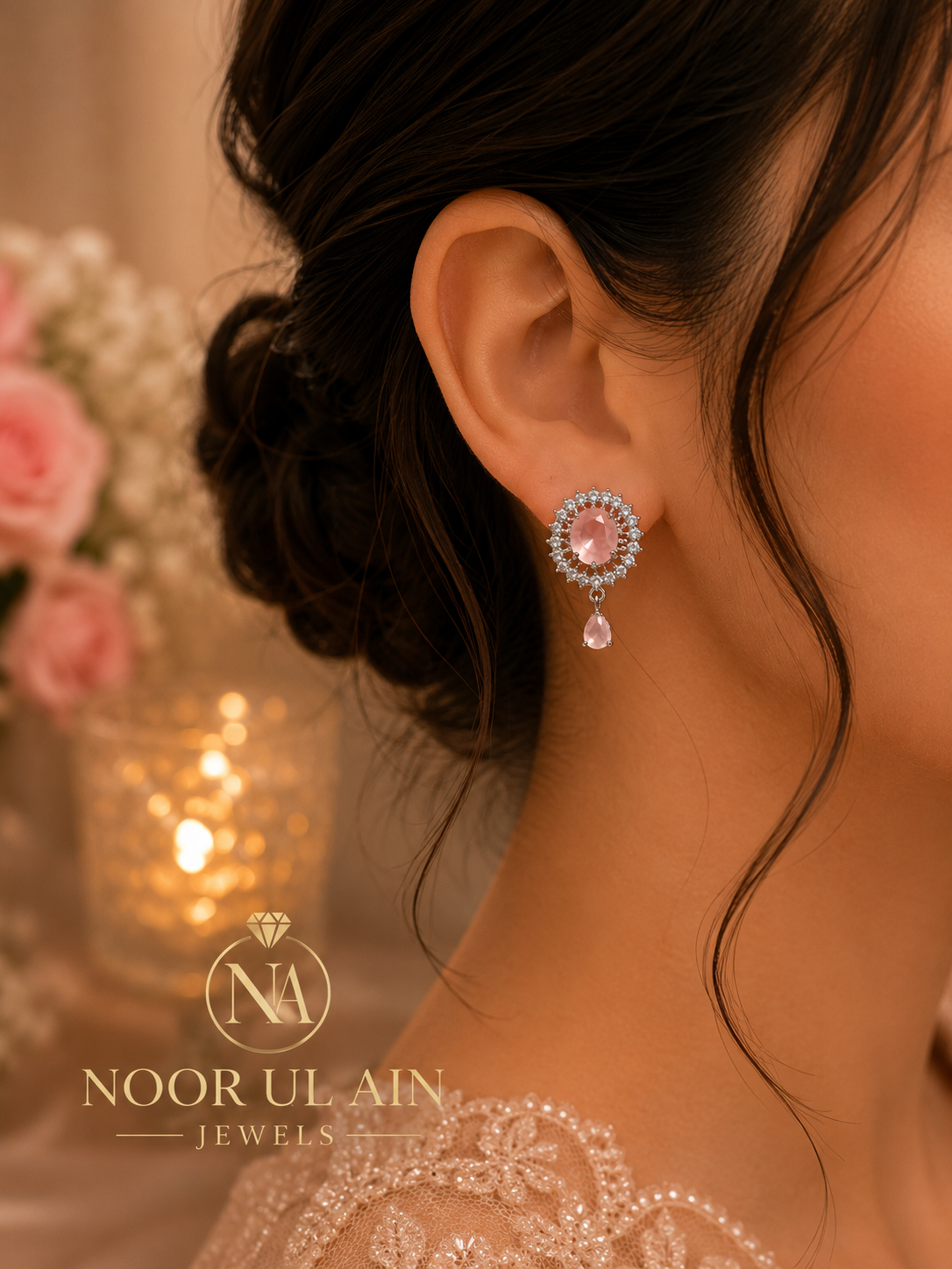 Champagne Halo Drop Earrings