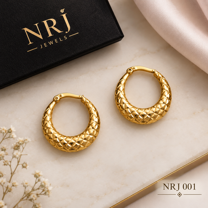 Textured Gold Hoop Earrings