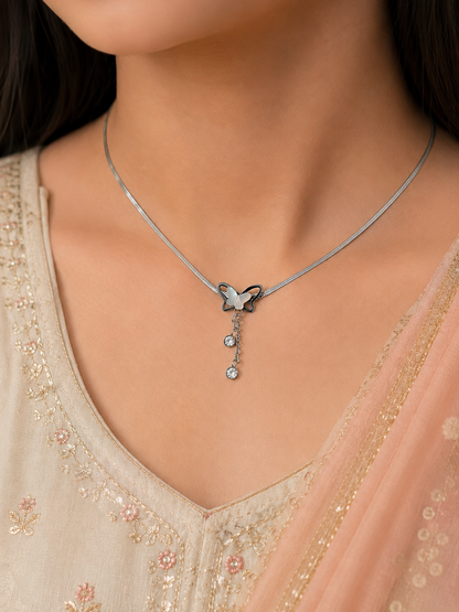 Ocean Whisper Butterfly Pendant Necklace