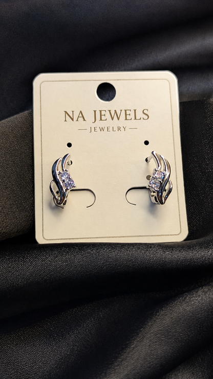 Crystal Wave Stud Earrings