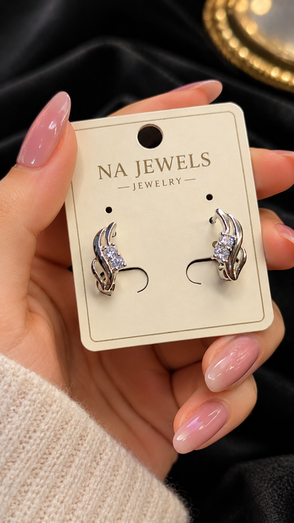 Crystal Wave Stud Earrings