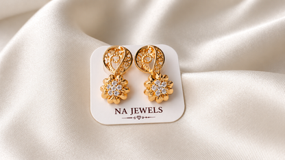 Golden Floral Filigree Drop Earrings