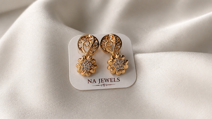 Golden Floral Filigree Drop Earrings