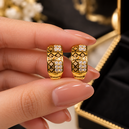 Royal Mosaic Crystal Huggie Earrings