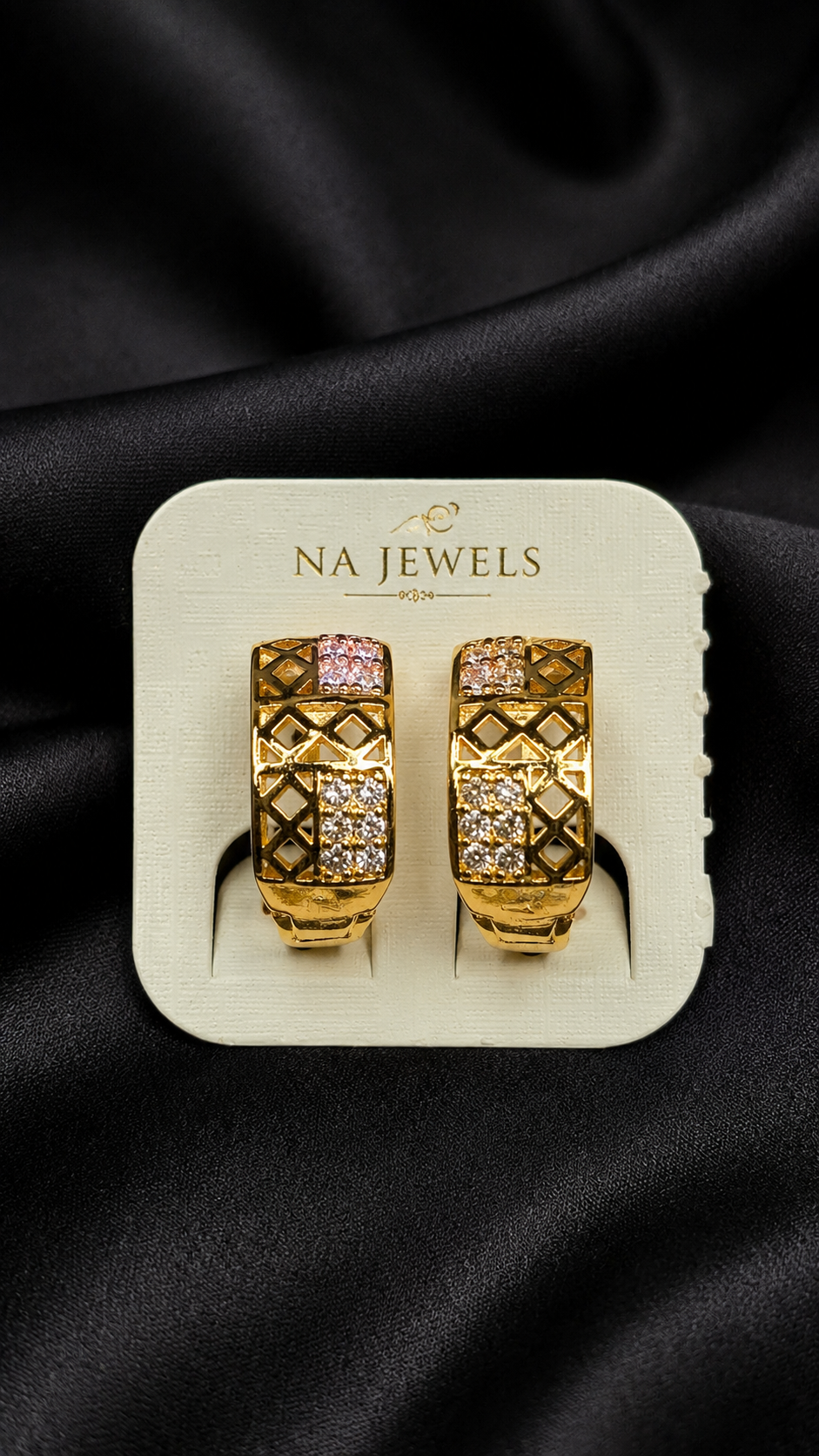 Royal Mosaic Crystal Huggie Earrings