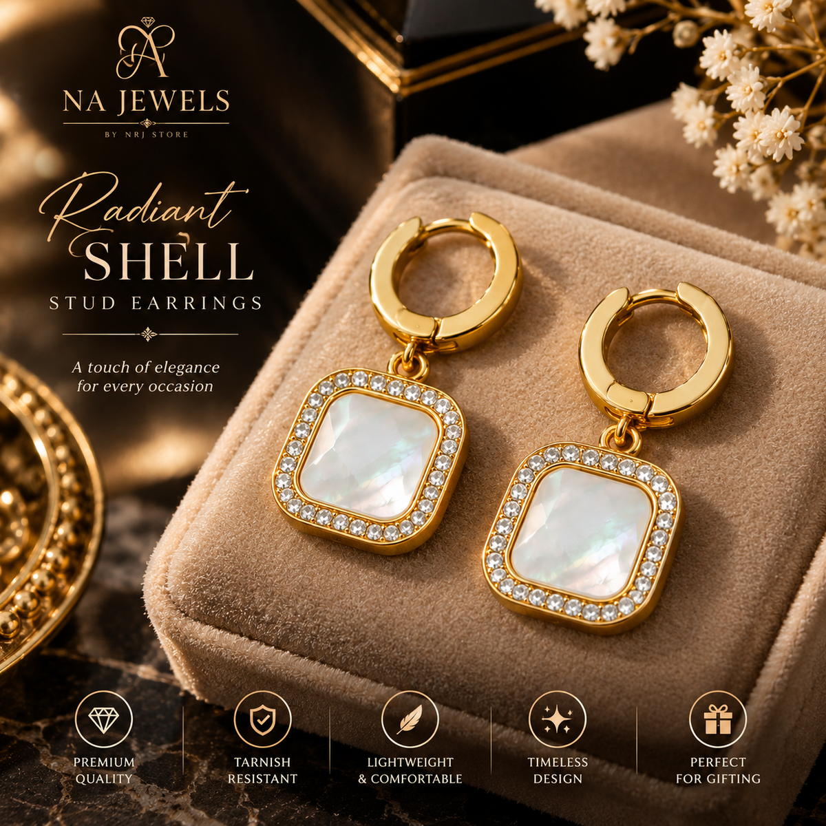 Radiant Pearl Halo Drop Earrings