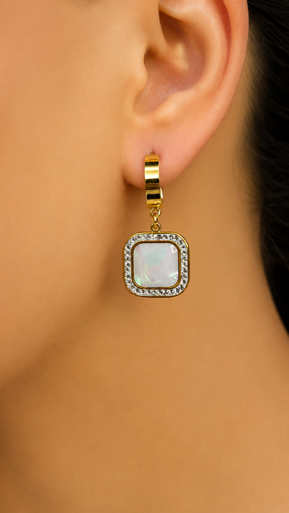 Radiant Pearl Halo Drop Earrings