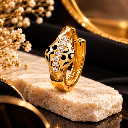 Golden Noir Crystal Hoop Earrings