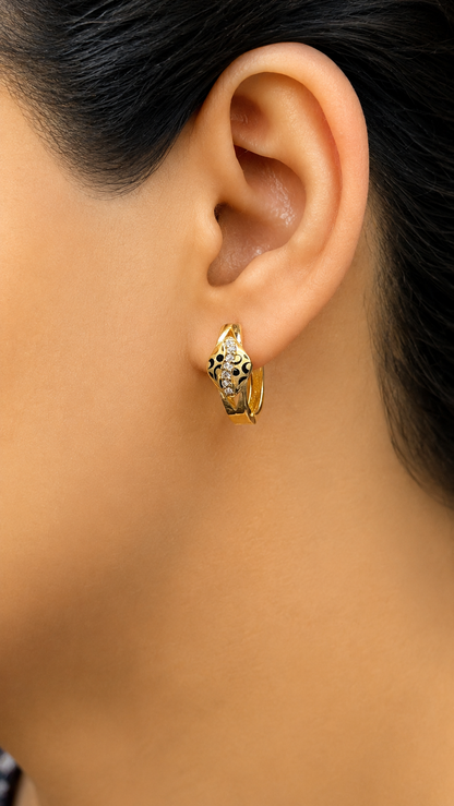 Golden Noir Crystal Hoop Earrings