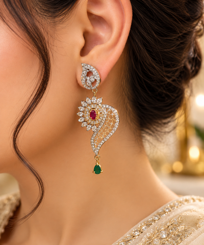 Royal Ruby Paisley Drop Earrings