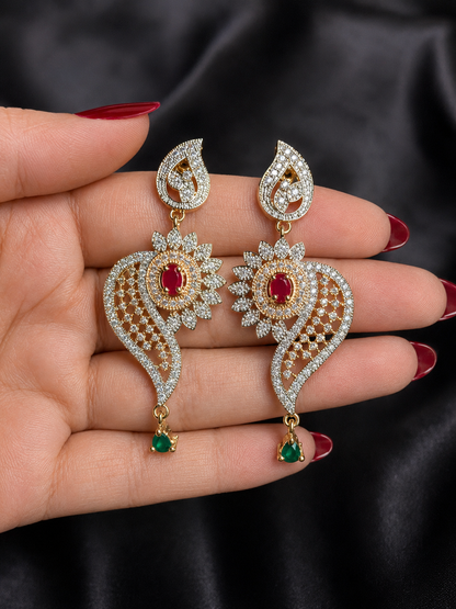 Royal Ruby Paisley Drop Earrings