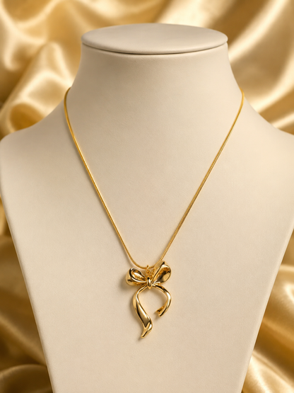 Korean Bow Pendant Necklace