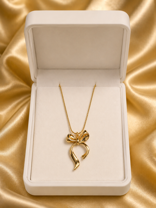 Korean Bow Pendant Necklace