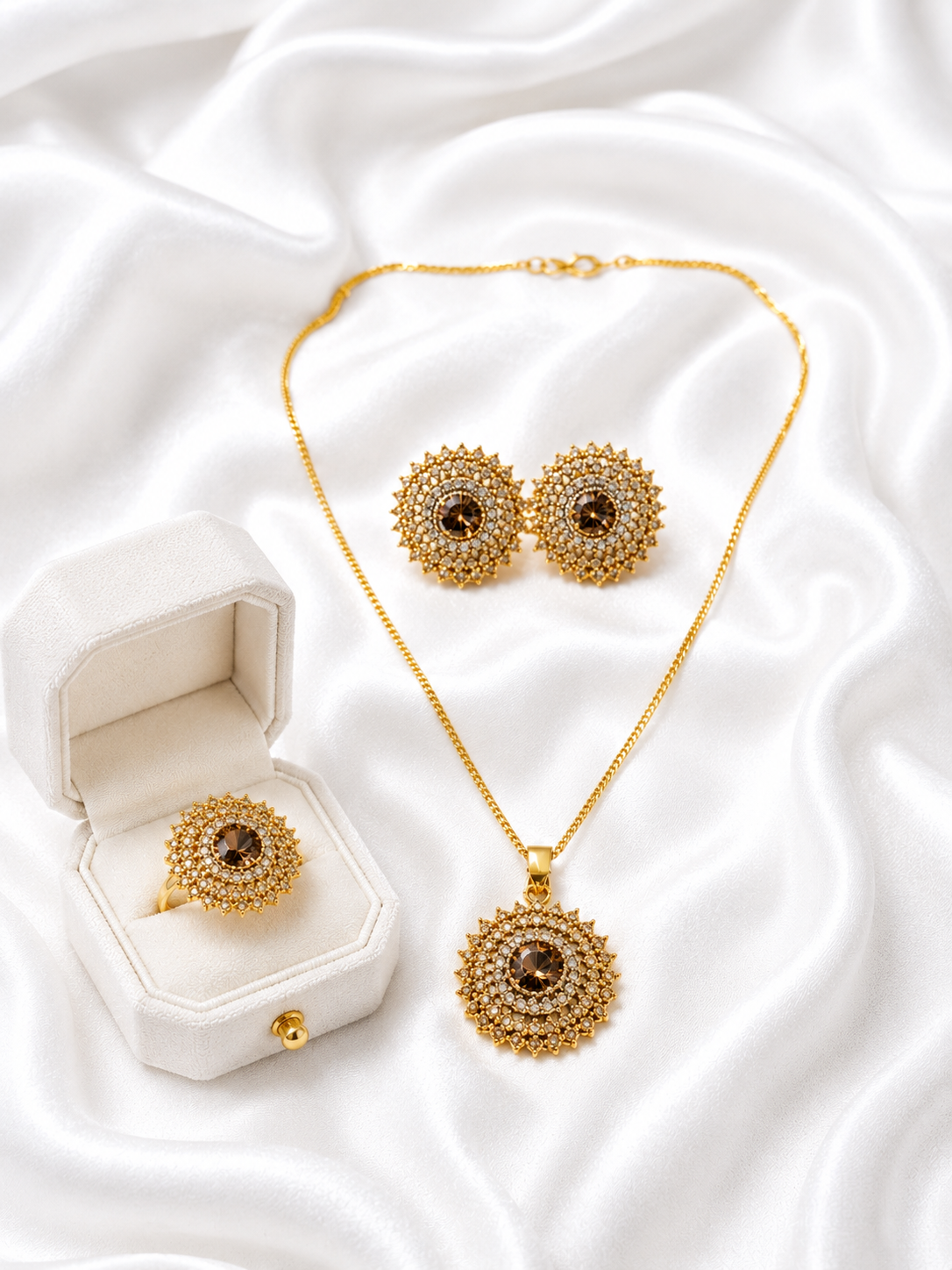 Royal Stone Floral Locket Set