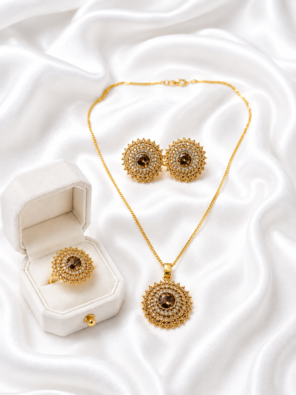 Royal Stone Floral Locket Set
