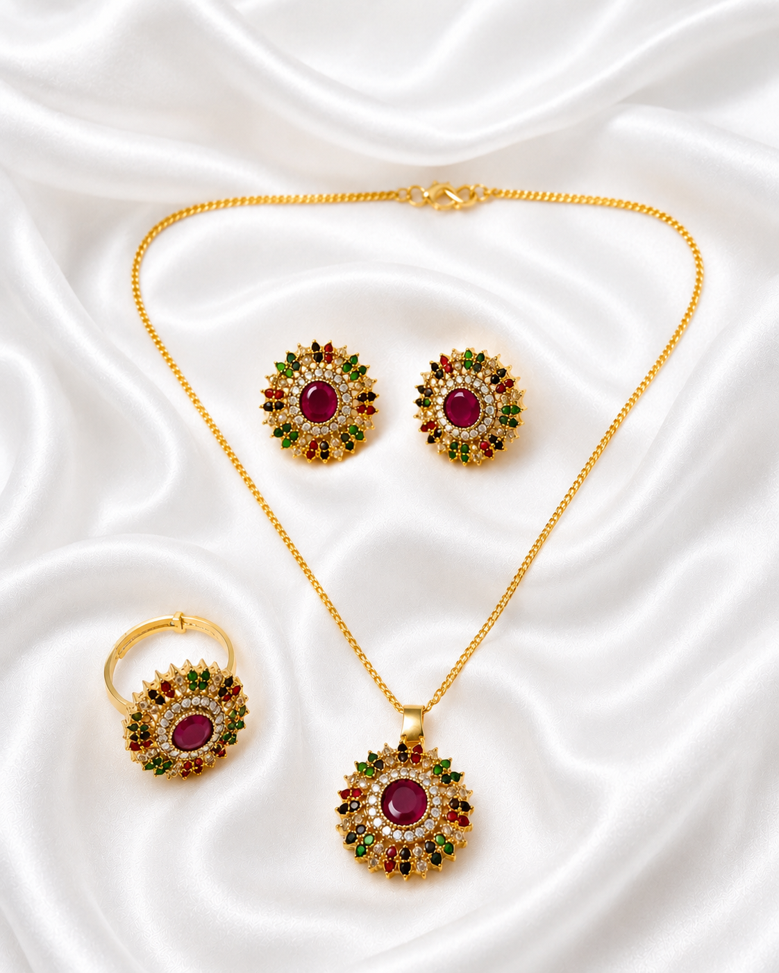 Royal Stone Floral Locket Set
