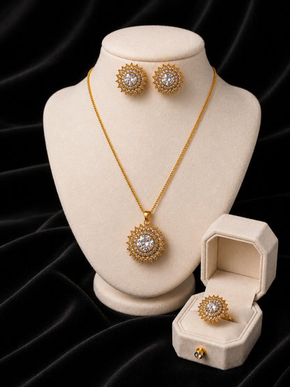 Royal Stone Floral Locket Set