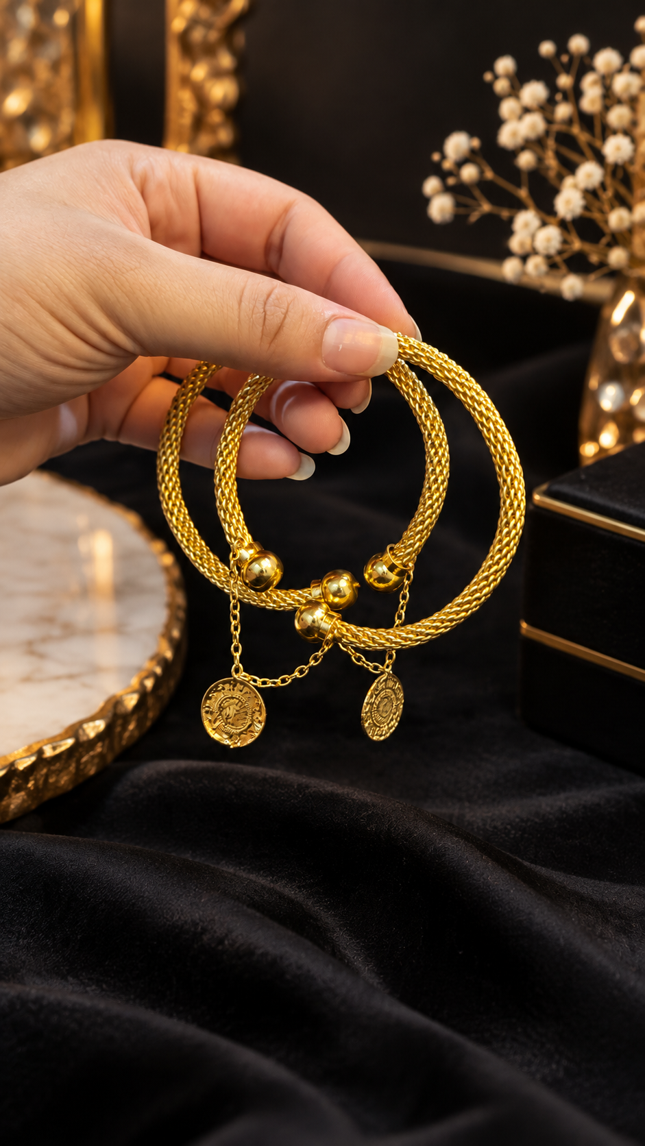 Royal Coin Charm Kara Pair