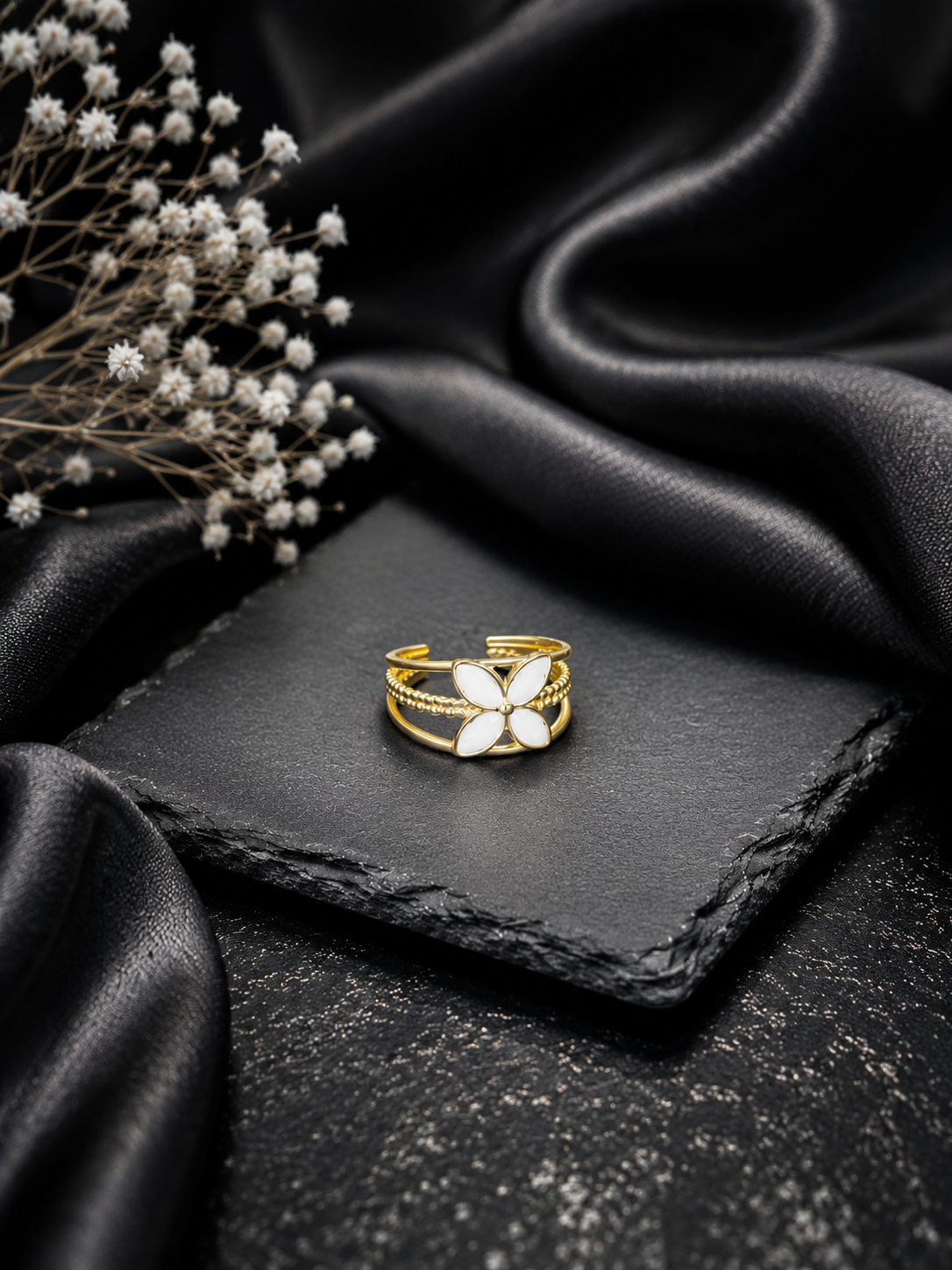 Golden Korean Floral Ring