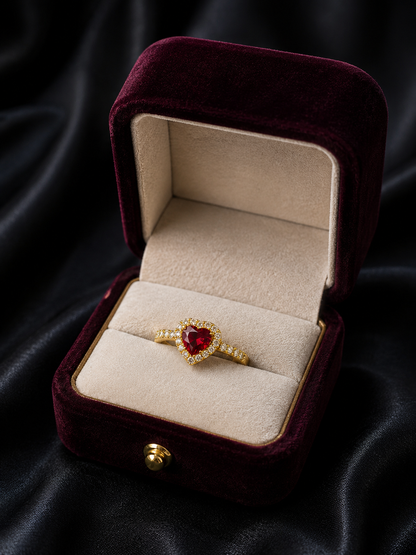 Crystal Heart Halo Ring
