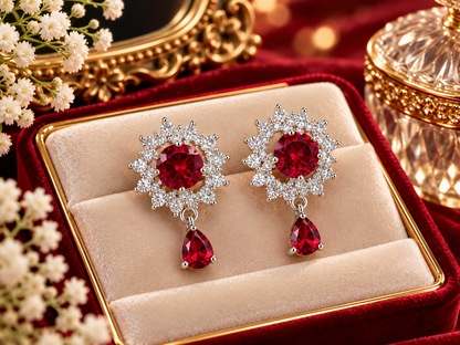 Emerald Snowflake Drop Earrings