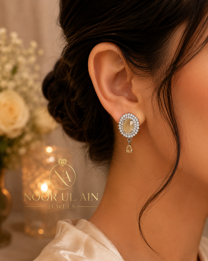Champagne Halo Drop Earrings