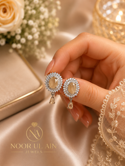 Champagne Halo Drop Earrings