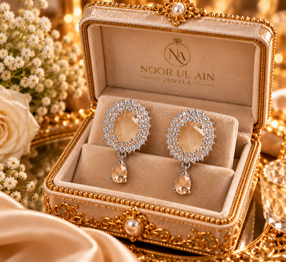 Champagne Halo Drop Earrings