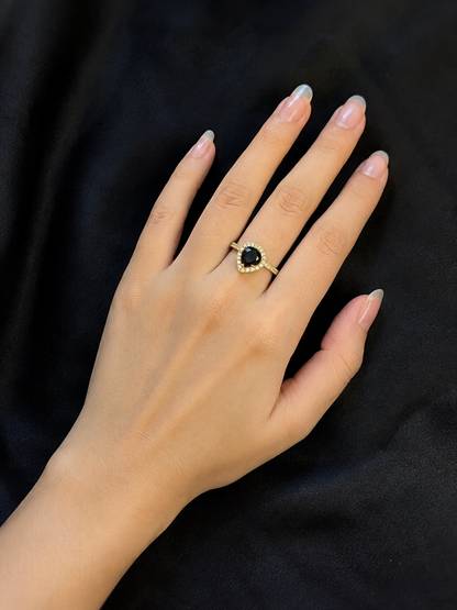 Crystal Heart Halo Ring