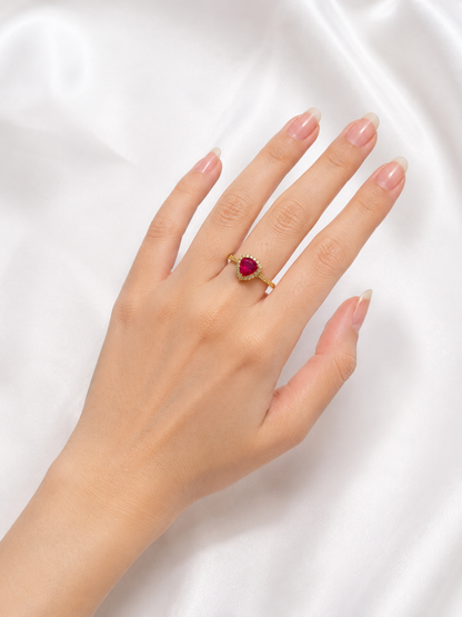 Crystal Heart Halo Ring