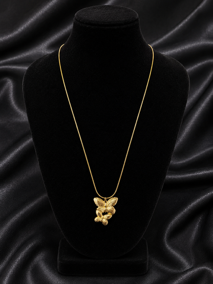 Gold Plated  Korean Style Double Butterfly Design Pendant
