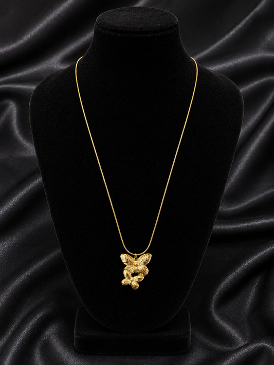 Gold Plated  Korean Style Double Butterfly Design Pendant