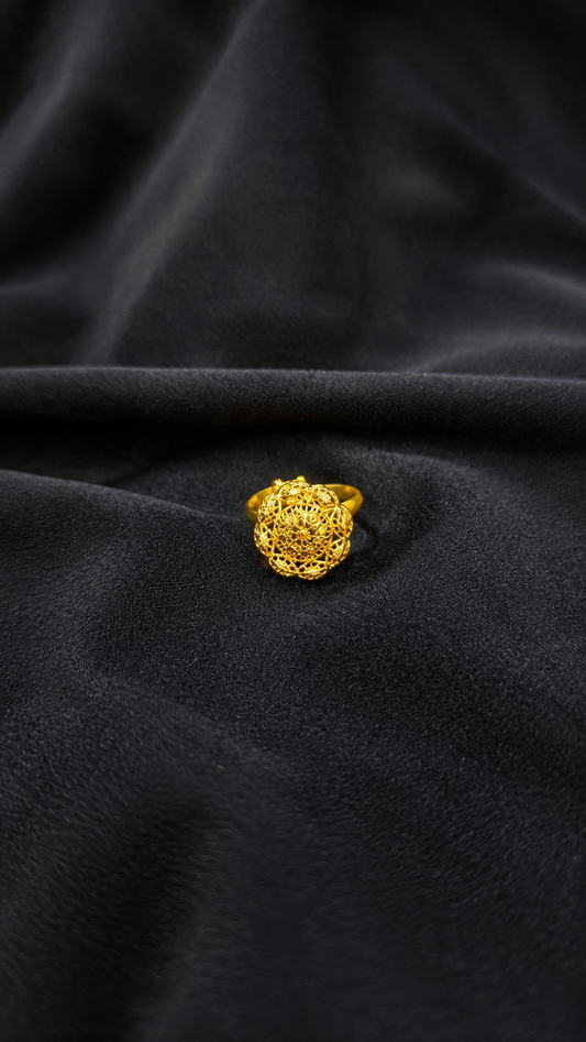 Golden Filigree Blossom Ring