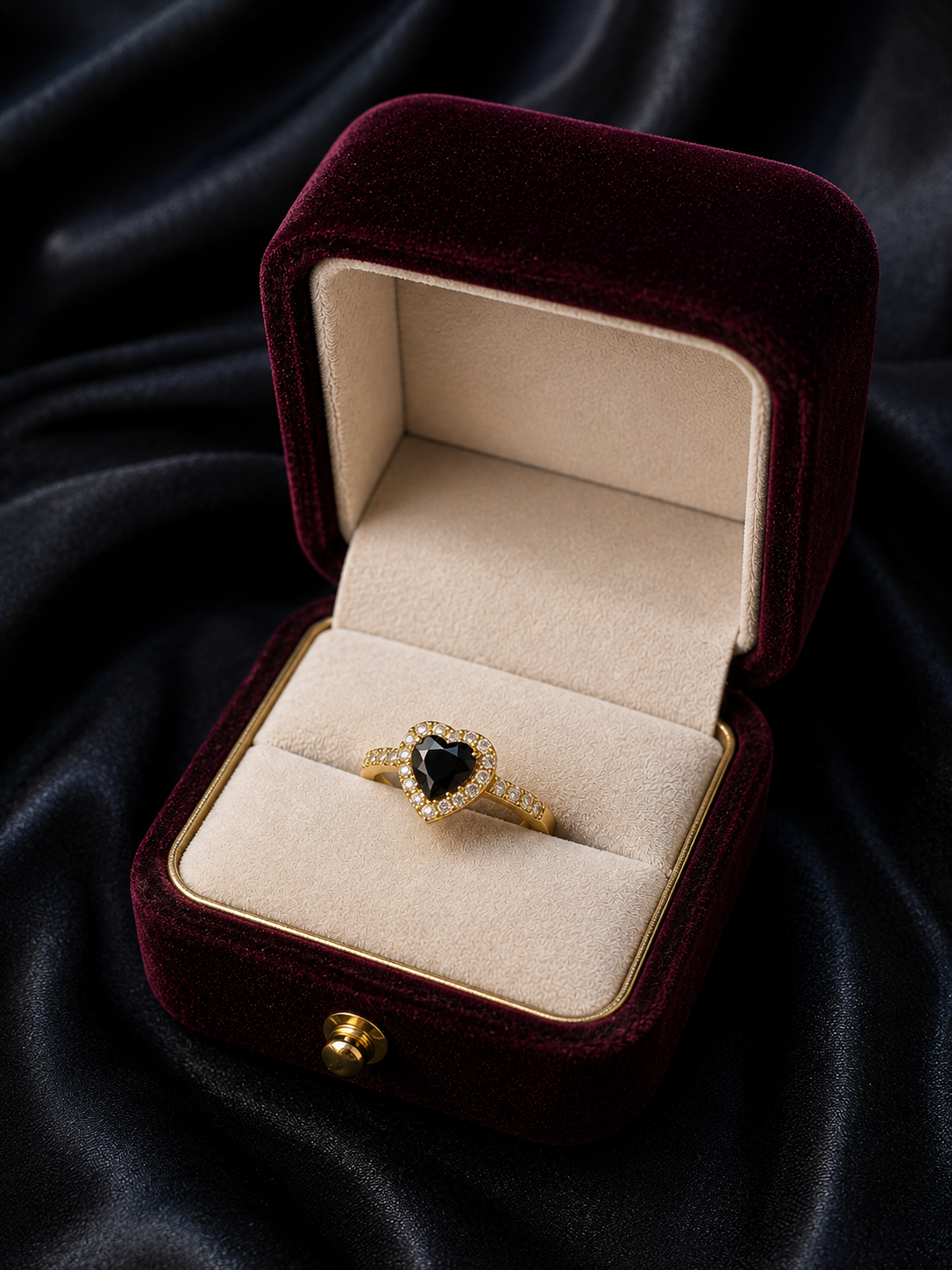 Crystal Heart Halo Ring