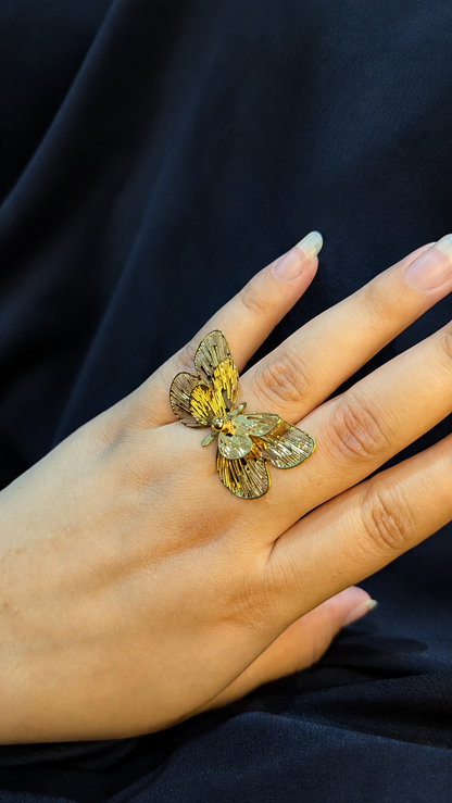 Golden Bloom  Korean  Butterfly Ring