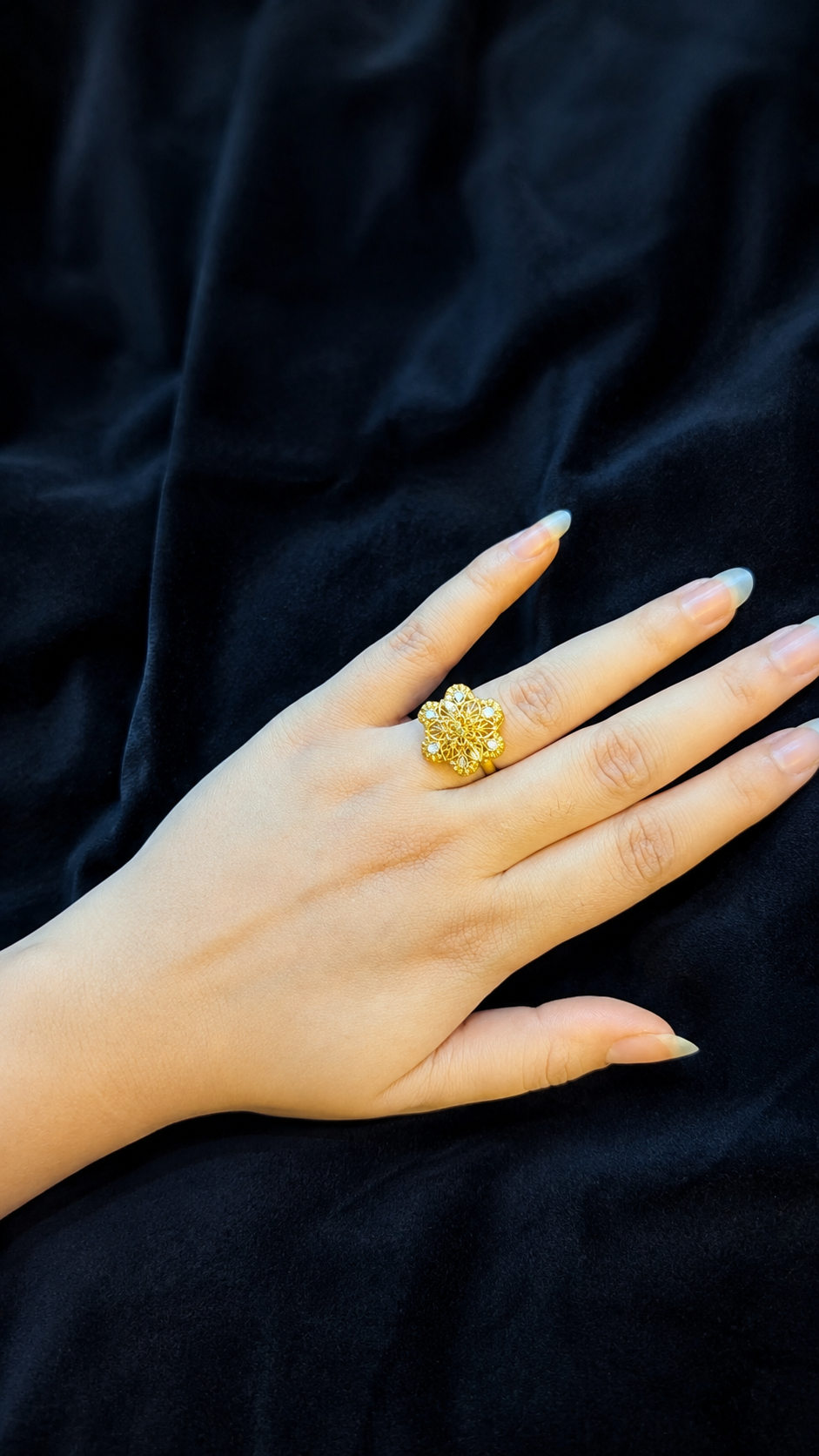 Golden Floral Medallion Ring