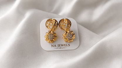 Golden Floral Filigree Drop Earrings